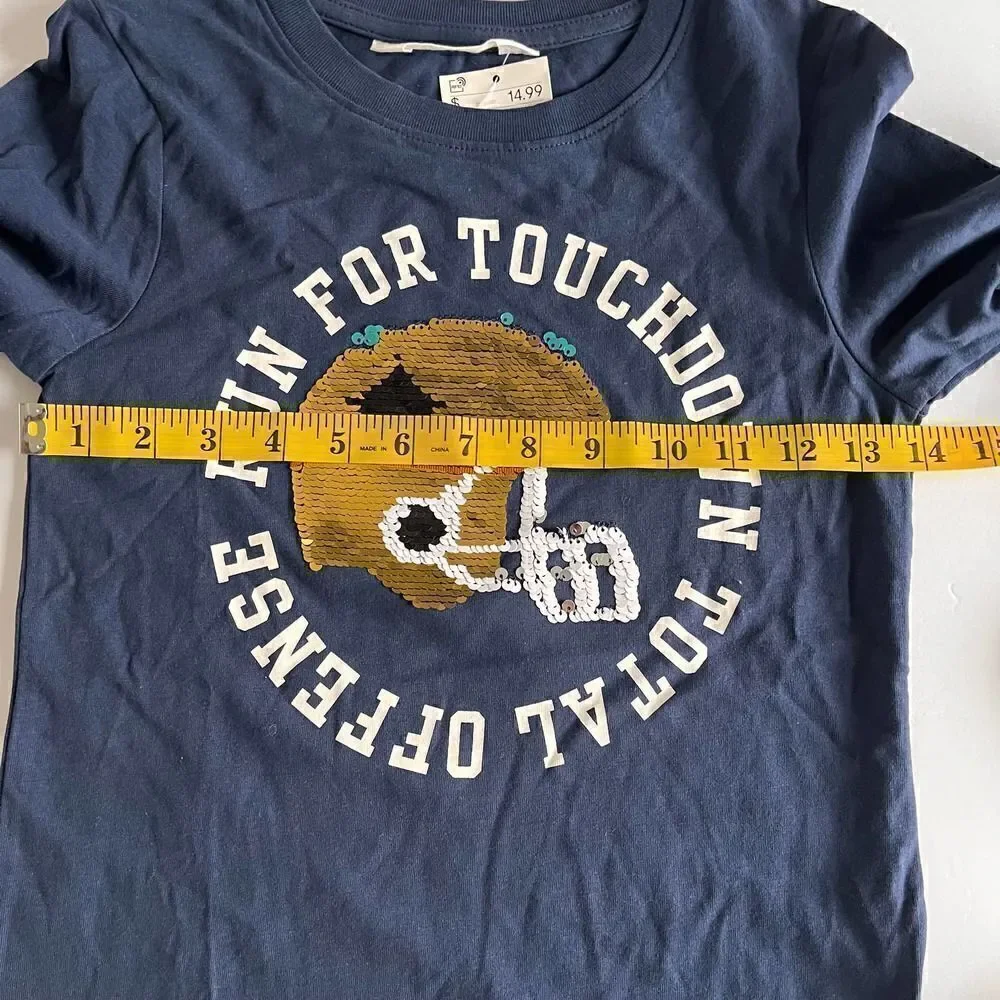 NWT H & M Run For Touchdown Sequin Flip Top, Gold flip Turquoise Helmet US 6-8Y